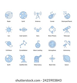 galaxy icons set vector stock illustration.