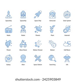 galaxy icons set vector stock illustration.