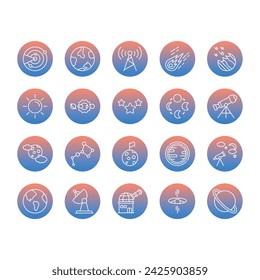 Iconos de galaxia conjunto ilustración vectorial de stock.