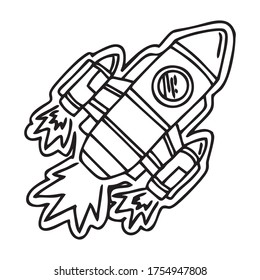 Galaxy illustration doodle vetor  pattern sticker ufo Spaceship Alien Astronaut star mars with isolate background 