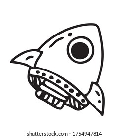 Galaxy illustration doodle vetor  pattern sticker ufo Spaceship Alien Astronaut star mars with isolate background 