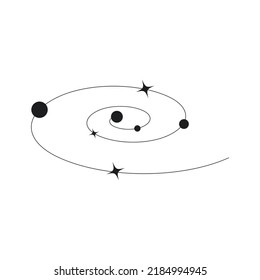 Galaxy in line art, element for design, logo.