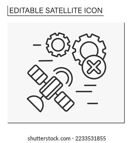  Icono de línea galaxia. Cuerpo artificial. Configuraciones de error.Concepto satelital. Ilustración vectorial aislada. Trazo editable