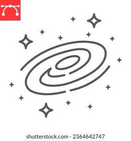 Galaxy line icon, cosmos and milky way, black hole vector icon, vector graphics, editable stroke outline sign, eps 10.