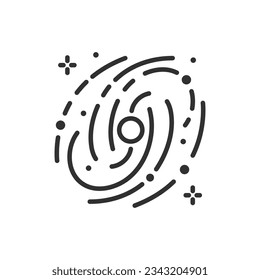 Galaxie, lineares Symbol. Linie mit bearbeitbarem Hub