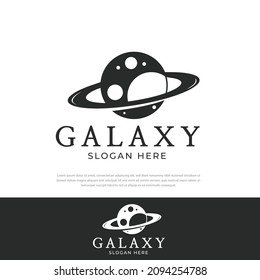 Modelo de diseño de espacio para el logotipo Galaxy, planeta, símbolo, icono, ilustración