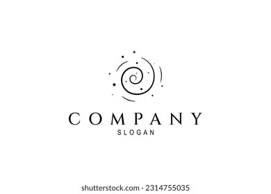 Galaxy logo design template in open space with a spiral inside.