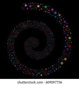 Galaxy magic portal spiral. Vector bright multicolored random objects.