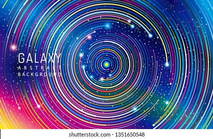 Galaxy milky way planets orbit colorful abstract background.