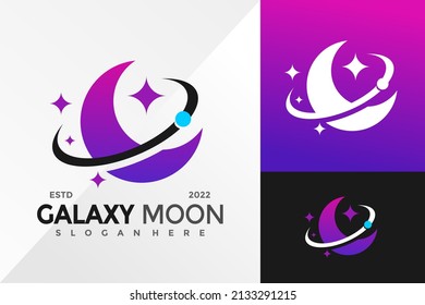 Galaxy Moon Logo Design Vector illustration template