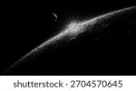 Galaxy and moon on black space vector background. Abstract universe illustration for astronomy and science concept. Starry nebula.