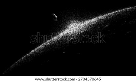 Galaxy and moon on black space vector background. Abstract universe illustration for astronomy and science concept. Starry nebula.