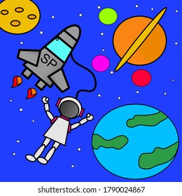 Galaxy moon world astronaut vector  