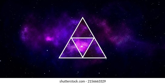 Galaxy nebula background vector illustration with triangle