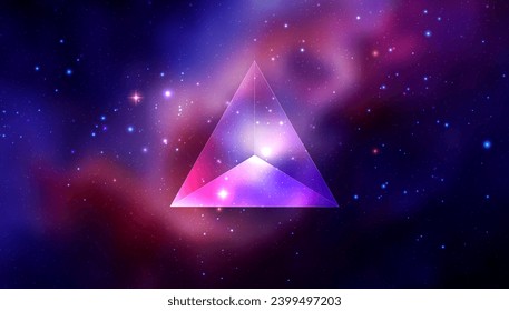Galaxy nebula background vector illustration with triangle