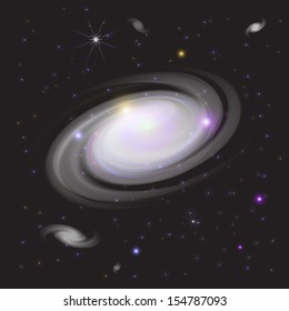 Galaxy and Nebula in Space