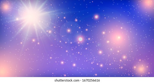 Galaxy. Night starry sky, infinite space universe with stars, galaxies. Nebulae and bright stains starlight.