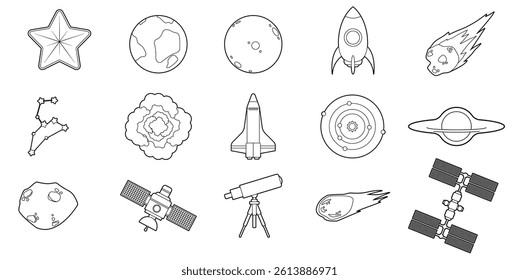 Galaxy Objects Fancy Doodle Drawing Illustration Vector Set
