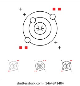 Galaxy, Orbit, Space Bold and thin black line icon set. Vector Icon Template background