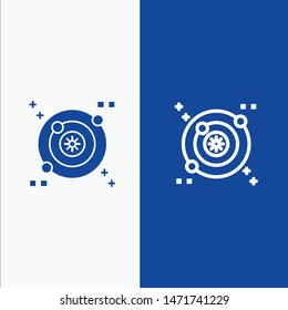 Galaxy, Orbit, Space Line and Glyph Solid icon Blue banner Line and Glyph Solid icon Blue banner