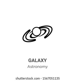 Galaxy outline vector icon. Thin line black galaxy icon, flat vector simple element illustration from editable astronomy concept isolated on white background