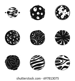 Galaxy planet icons set. Simple set of 9 galaxy planet vector icons for web isolated on white background
