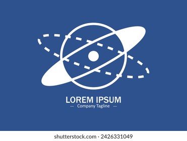 Galaxy planet logo icon symbol for astronomy logo design silhouette on blue background