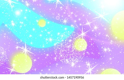 Galaxy print. Fantasy universe. Unicorn pattern. Fairy background. Vector illustration. Fantasy galaxy.