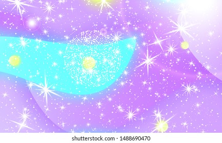Galaxy print. Fantasy universe. Unicorn pattern. Fairy background. Vector illustration. Fantasy galaxy.