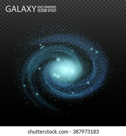 Galaxy. Really Transparent Vector Galaxy Effect. Spiral Galaxy Template.  Stock Vector Background.