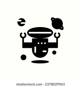 galaxy robot black icon, isolated icon in light background, perfect for website, blog, logo, graphic design, social media, UI, mobile app