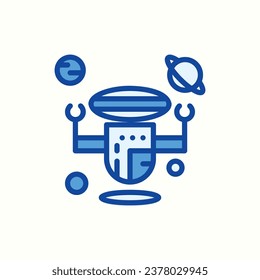 galaxy robot blue icon, isolated icon in light background, perfect for website, blog, logo, graphic design, social media, UI, mobile app