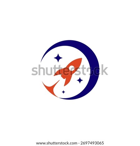 galaxy and rocket logo circle minimalist