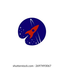 Diseño del logotipo del espacio del cohete de la galaxia. logotipo plano del Vector del icono