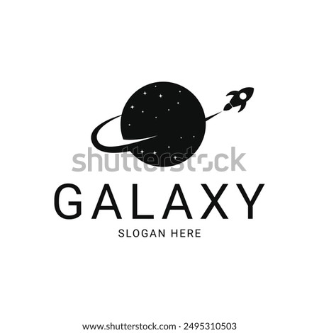 galaxy rocket space logo design concept idea