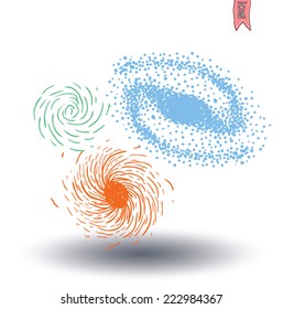 Galaxy set doodle. Vector illustration.