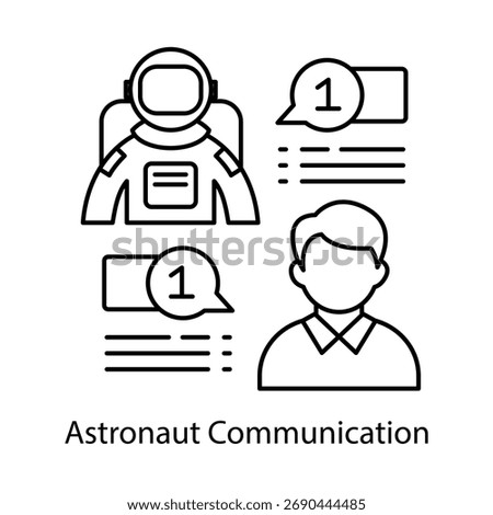 Galaxy Signal Astronaut Vector Icon with Editable Stroke