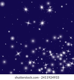 Galaxy Snow Dots with Bokeh. White Snow Flakes Falling. Isolated New Year Filter. Realistic Frozen Texture. Snowflakes PNG Background. Snowdrift with Cosmic Dust. Winter Vector Abstract Overlay. 