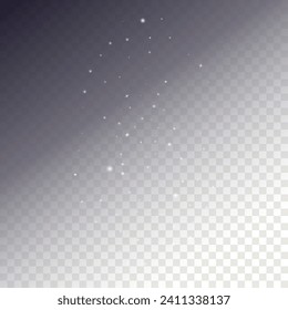 Galaxy Snow Dots with Bokeh. Winter Vector Abstract Overlay. Isolated New Year Filter. Realistic Frozen Texture. Snowflakes PNG Background. Snowdrift with Cosmic Dust. White Snow Flakes Falling.