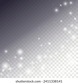 Galaxy Snow Dots with Bokeh. Winter Vector Abstract Overlay. Isolated New Year Filter. Realistic Frozen Texture. Snowflakes PNG Background. Snowdrift with Cosmic Dust. White Snow Flakes Falling.
