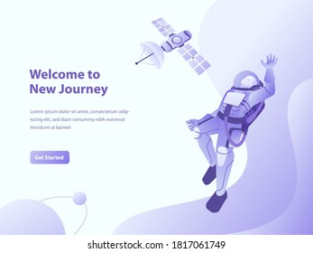 galaxy, space and astronaut concept illustration for landing page