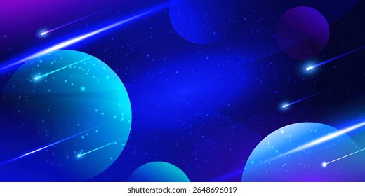 Galaxy Space dark blue background, Night starry sky, Colorful cosmos, milky way,  Bright cosmic backdrop, banner, template, cover, wallpaper, vector illustration