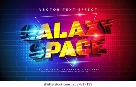 Galaxy space elegant editable vector text effect, colorful light technology concept.