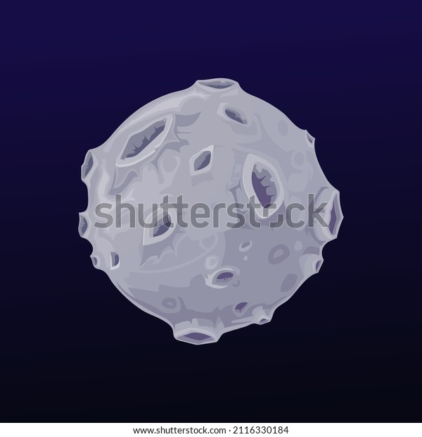 Galaxy space grey planet with craters. Vector\
sphere with volcanic potholed gray surface. Globe in alien\
universe, Ui game object, fantasy comet, meteor isolated\
astronomical object in deep\
cosmos