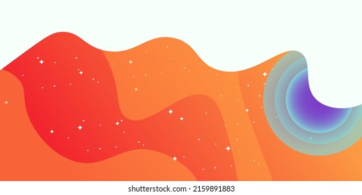 Galaxy Space Orange Abstract Background With Star And Comet Shapes Vector