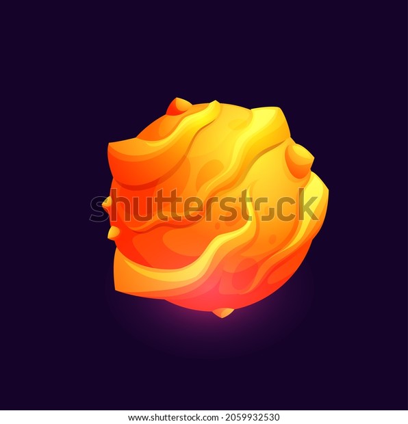 Galaxy space planet with lava surface,\
fantasy galactic and universe vector icon. Fantastic\
extraterrestrial galaxy planet with fiery craters from meteors and\
fire asteroids, alien\
civilization