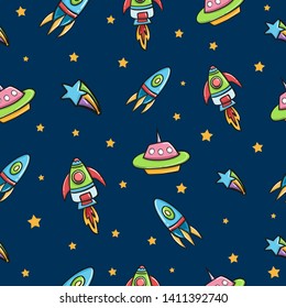 Galaxy space seamless pattern design for print art