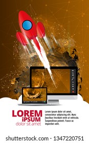 Galaxy space ship rocket, creative idea. vector, vector illustration