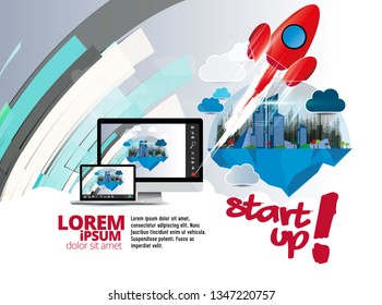 Galaxy space ship rocket, creative idea. vector, vector illustration