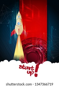 Cohetes de nave espacial Galaxy, idea creativa. vector, ilustración vectorial